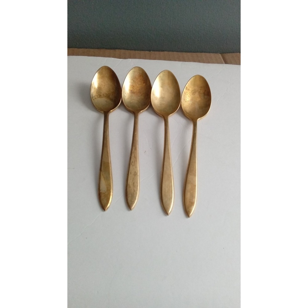 Vintage Gold Tone Flatware Set, 10 Pieces, Spoons and Knives, Dining‎